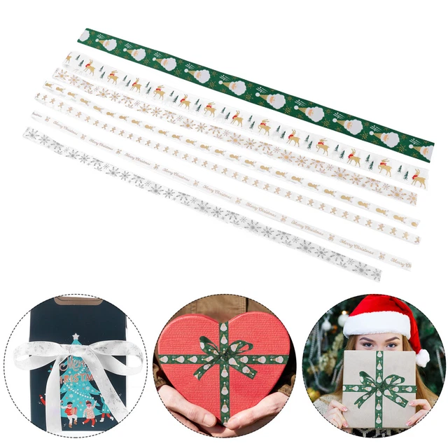 7 Pcs Holiday Wrapping Ribbon Letter Polyester Christmas Tree Wreath Ribbon