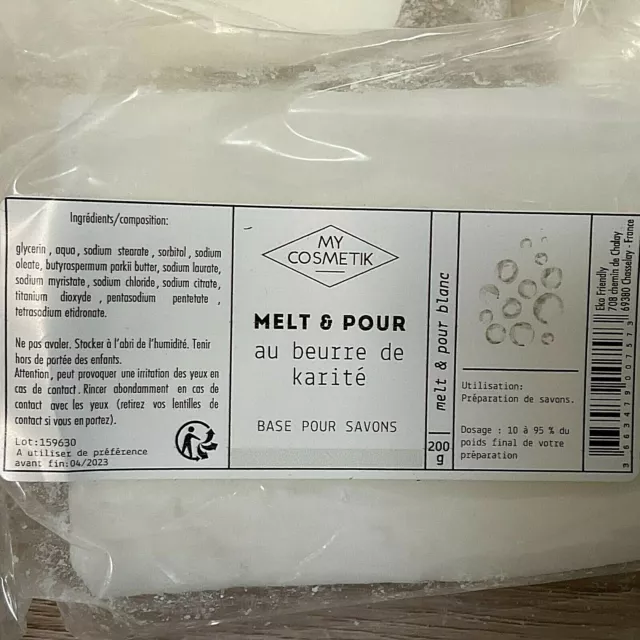 lot x10 BASES DE SAVON  200Gr (2KG) faites votre savon à votre gout MY COSMETIK