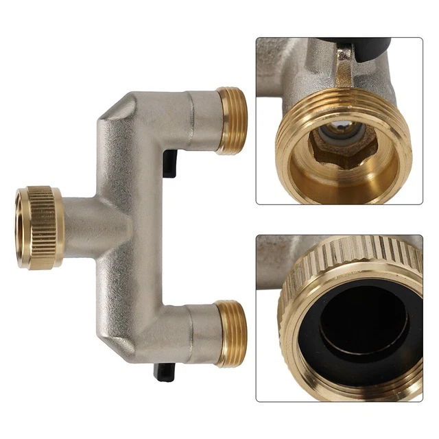 Tecuro 2 – Divisore A Y Per Rubinetto 3/4″ Con Rubinetti Di Chiusura Individuali – In Ottone Cromato - 3