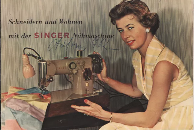 1958 Schneidern und Wohnen mit der SINGER Nähmaschine schränke antik Prospekt