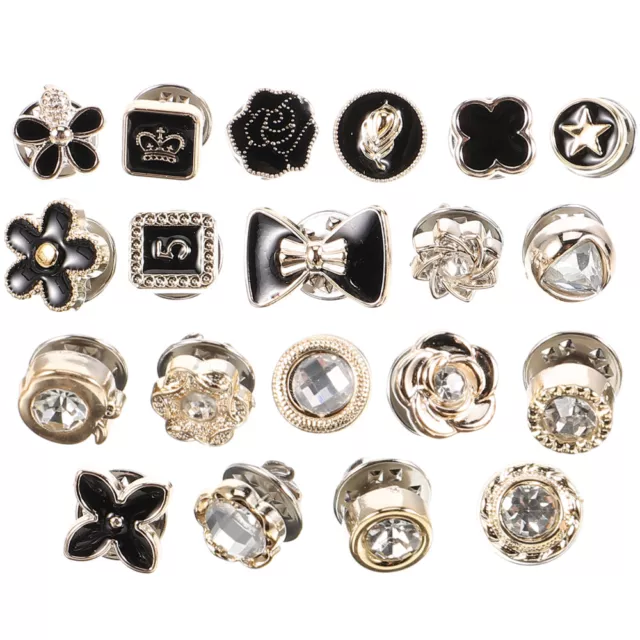 20 PCS Brooch Collar Pin Pearl Buttons Masculine Decor Female Clothing