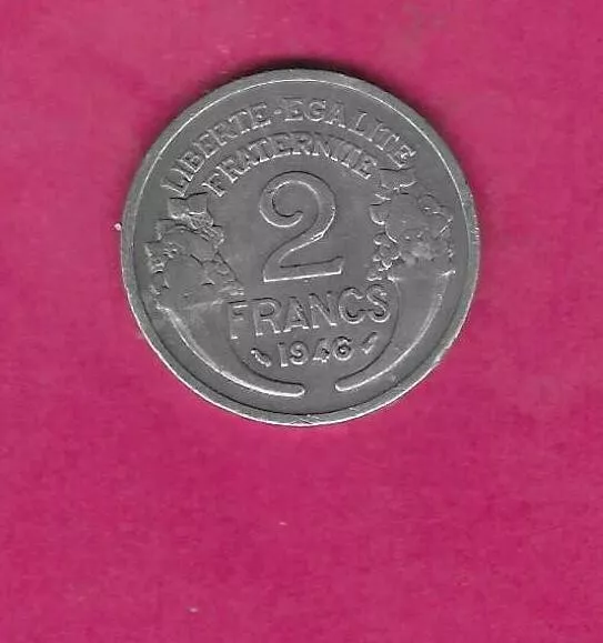 FRANCE  KM886a.1 1946  VF-VERY FINE-NICE OLD ANTIQUE 2 FRANCS ALUMINUM COIN