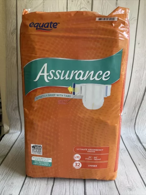 EQUATE ASSURANCE STRETCH Briefs With Tabs 32 Ct. Unisex L/XL $25.00 -  PicClick