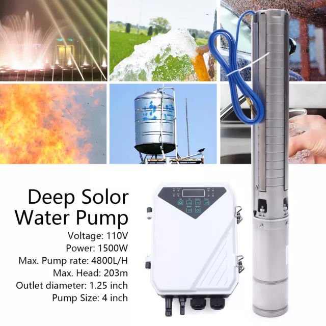 1500W Solar Pump Stainless Steel 4" Submersible Pumps with Mppt Controller