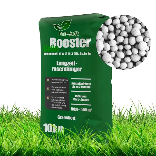 10KG RASENDÜNGER ANTIMOOS Grün Booster gesunder Rasen Stickstoff Turbo