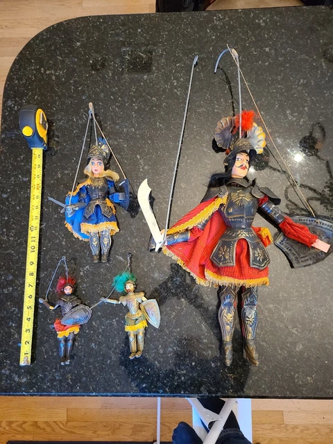 4 ITALIAN SICILIAN Orlando Marionette Knight, Metal Armor Puppet Pupo