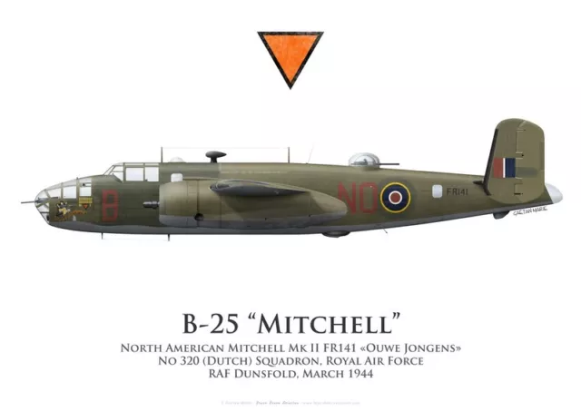Print Mitchell Mk II (B-25),No 320 (Dutch) Squadron, RAF, 1944 (by G. Marie)