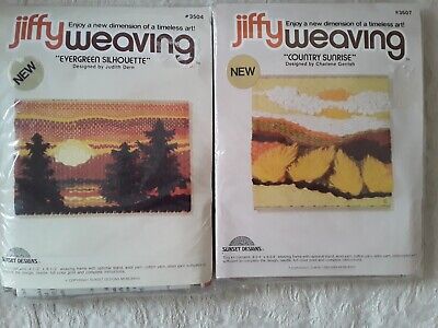 Juego de 2 kits de artesanía de tejido Jiffy de colección amanecer y silueta de hoja perenne 1977-8