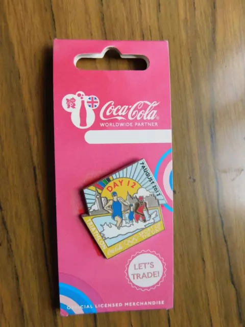 London Olympics 2012 Day 12 Triathlon  Pin Badge on Original Card Coca Cola