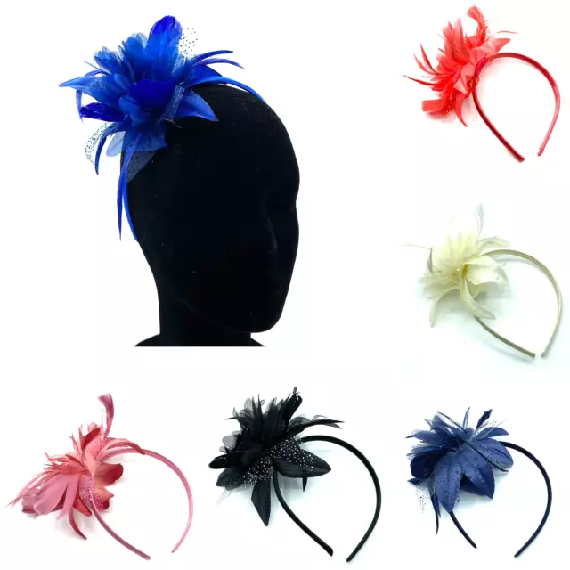 Feather Aliceband Fascinator Headband Weddings Ladies Day Race Royal Ascot