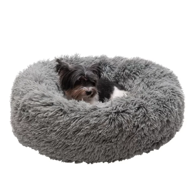 Calming Cuddler Long Fur Donut Bed
