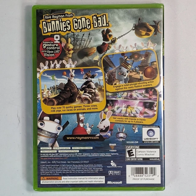Ravman Raving Rabbids Xbox RAYMAN RAVING RABBIDS (Microsoft Xbox 360, 2007) | Brand New Sealed £28 ...