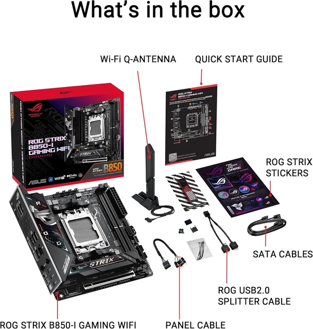 ASUS ROG STRIX B850-I Gaming WiFi AMD Mini-ITX motherboard, 10+2+1 ...