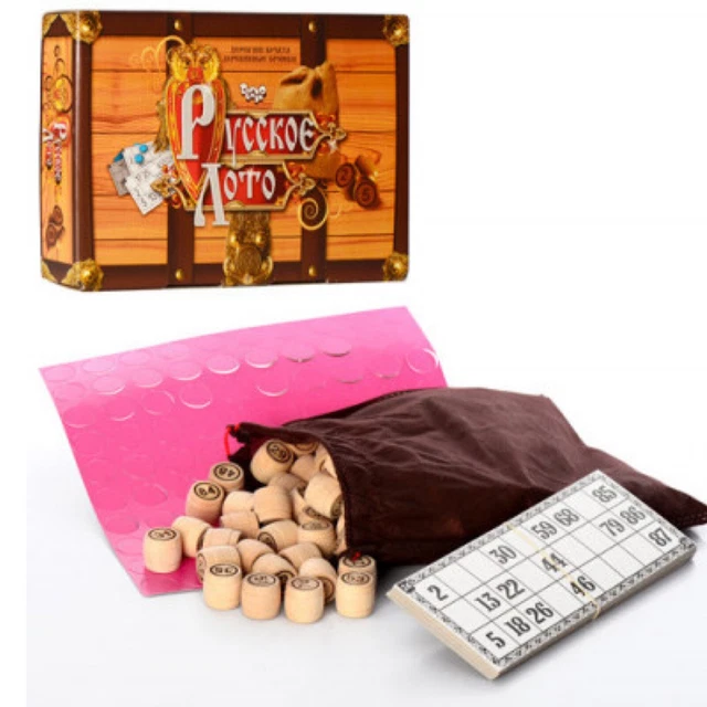JEU DE LOTO / bingo classique en coffret bois, pions en buis Made in