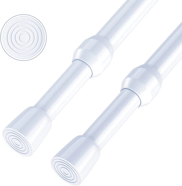 2Pcs Spring Tension Curtain Rod White Adjustable 26-39 Inches, Small Short Expan