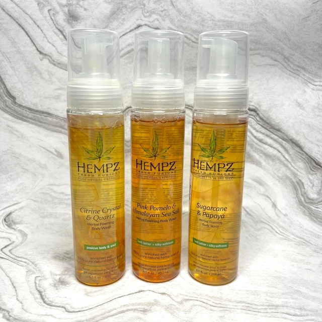 3 Pk Hempz Citrine Crystal-Pink Pomelo-Sugarcane Herbal Foaming Body Wash 8.5 oz 3 Pk Hempz Citrine Crystal-Pink Pomelo-Sugarcane Herbal Foaming Body Wash 8.5 oz