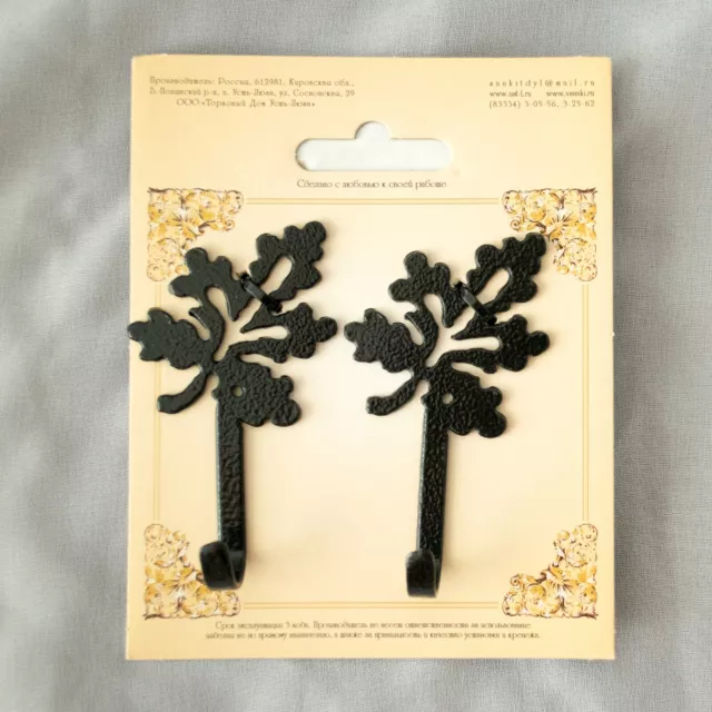 Colgador, perchero, PACK DE 2 perchas de 1 gancho, forja decoración, HOJA ROBLE