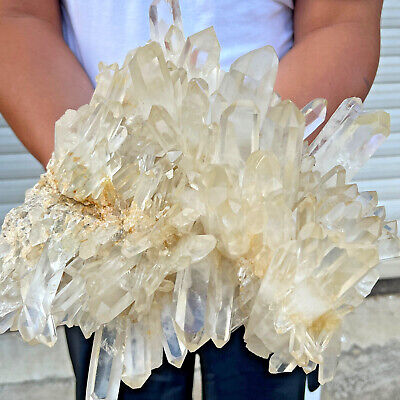 25.9LB Clear white quartz crystal cluster Mineral specimen from madagat, healing