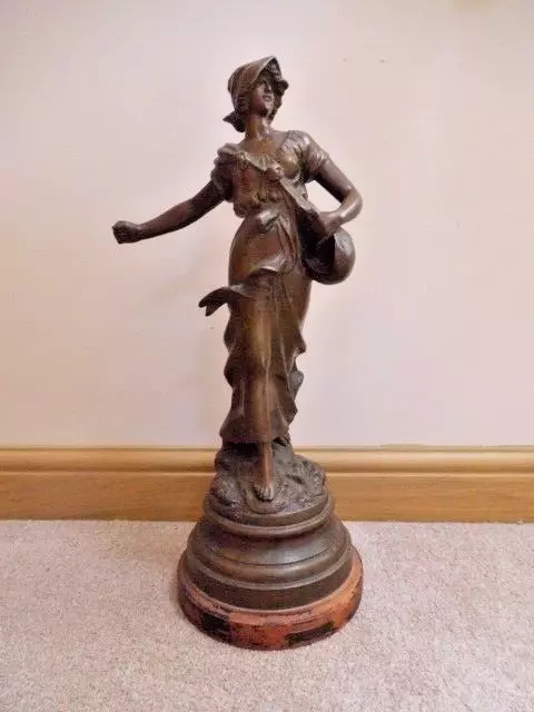 After Auguste Moreau Semeuse Spelter Sculpture Large 20" tall