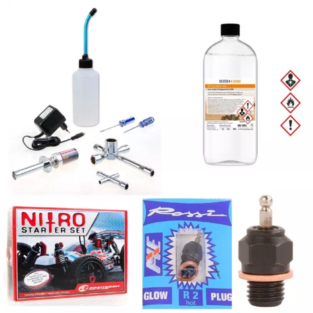 RC Verbrenner Buggy Starter Set mit Bio Sprit, R2 Glühkerze, Werkzeug