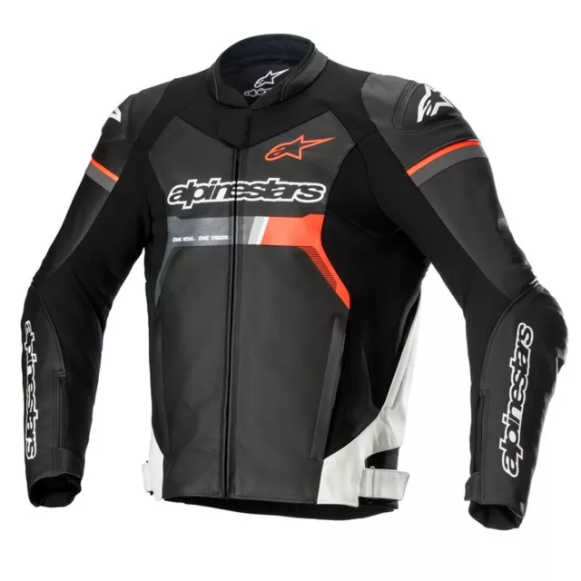 Chaqueta Moto en la Piel Alpinestars Gp Force Cuero Black White Red Fluo