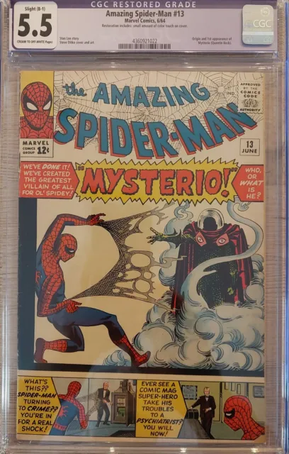 Amazing Spider-Man #13 CGC 5.5 FN- Marvel Comic 1964 1st App & Origin Mysterio