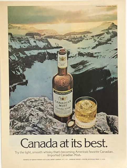 PRINT AD 1975 Canadian Mist Whisky Rockies Mtns Alberta CAN Canada At It’s Best