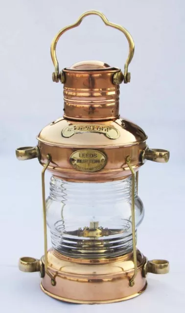 Antik Anker Öl Lampe Messing & Kupfer Nautisch Maritim Schiff Laterne Boot Licht