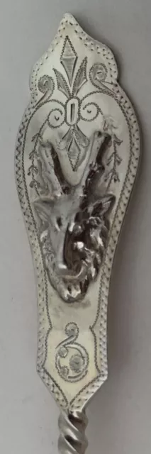 Duhme Coin Or Sterling Figural 3D Deer Head Saxon Stag Fluted Jelly Spoon 1875 2