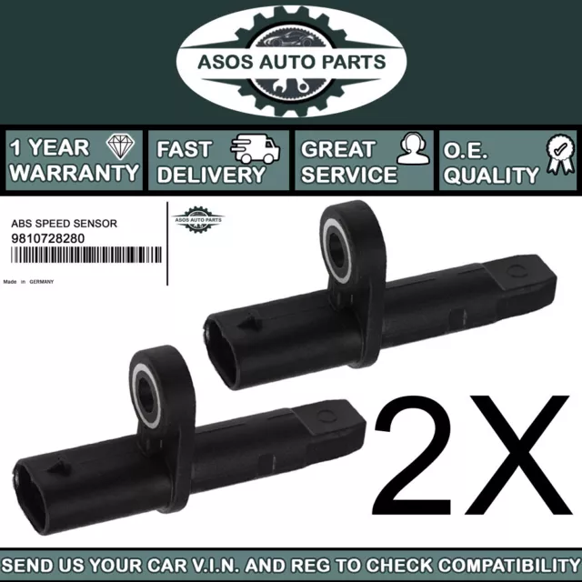 2 SENSORE DI VELOCITÀ ABS ANTERIORE adatto a CITROEN DS OPEL PEUGEOT VAUXHALL 9810728280