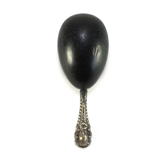 Antique Victorian-Era Sterling Silver Handled Darner Darning Egg Sewing Tool