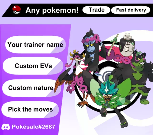 ANY POKEMON TEAL MASK DLC 🌟SHINY/NON🌟 CUSTOM FOR POKEMON SCARLET AND  VIOLET