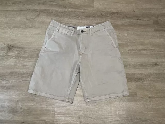 Lucky Brand Saturday Stretch Flat Front Chino Shorts Men's 34 Beige Khaki 9”ins