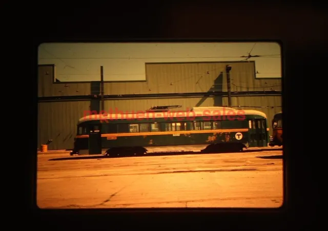 Color Slide~MBTA~Watertown Car House~3332~Work Equipment~1987~Trolley