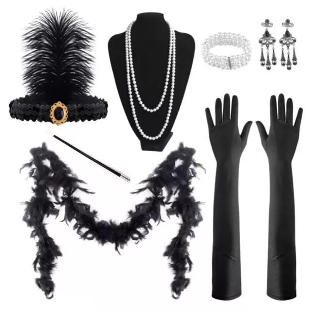 Ladies 1920'S Great Gatsby Accessories Set Fancy Dress Costume Flapper Headpiece