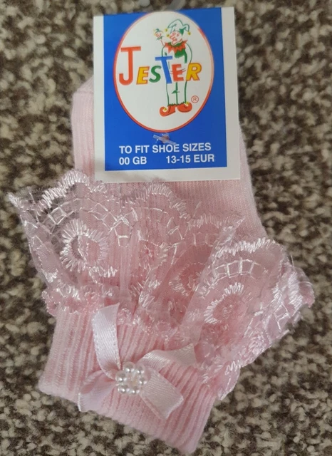 Bnwt Baby Socks Pink Frilly Ankle Newborn 0-0 13-15 Eu Jester