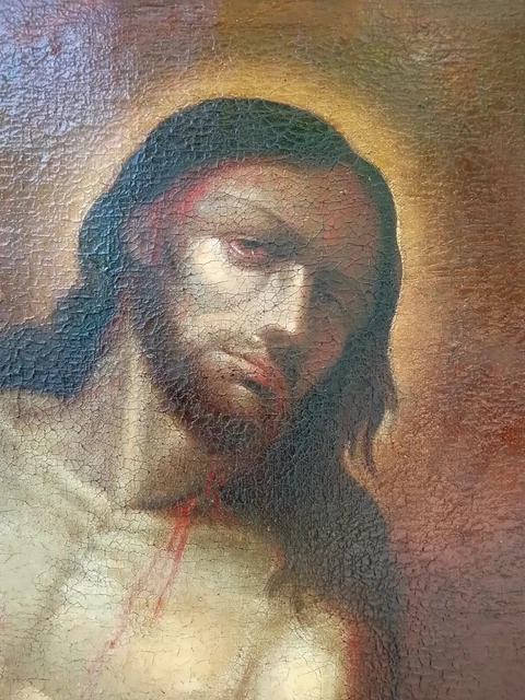 Antico Dipinto Olio Su Tela Flagellazione Gesù Cristo XVII/XVIII SEC. 101x 88 cm
