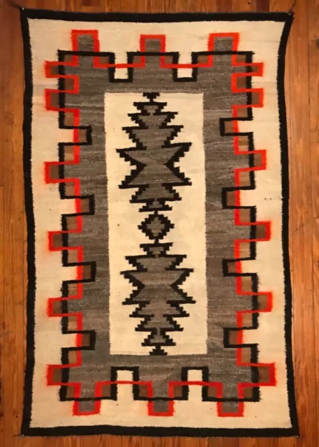 Historic Navajo Transitional Rug, Stepped Arrows & Crenelated Border, Excellent!