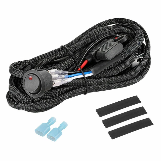 12V 40A Wiring Harness Kit With ON/OFF Switch & Relay For LED Fog Lights & Light Bars