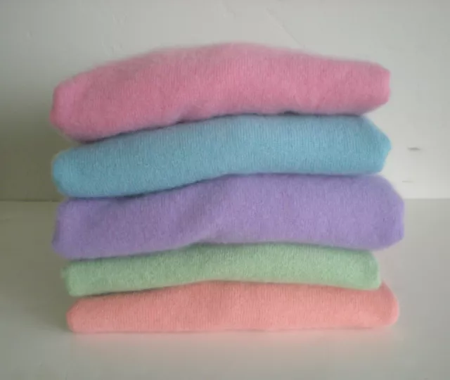 Lot of 5 Cashmere Sweater Cutter Crafts Sherbet Colors Pink Blue Mint 2 Pounds