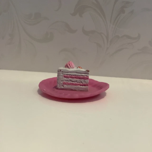 Barbie Vintage  Birthday Slice of Cake On A Plate Party Food Accessory (S7)