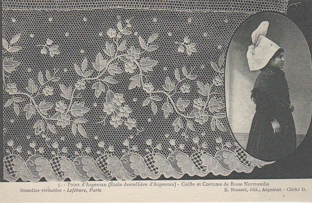 Cpa Point D' Argentan Ecole Denteliere D' Argentan Coiffe Et Costume De Basse N