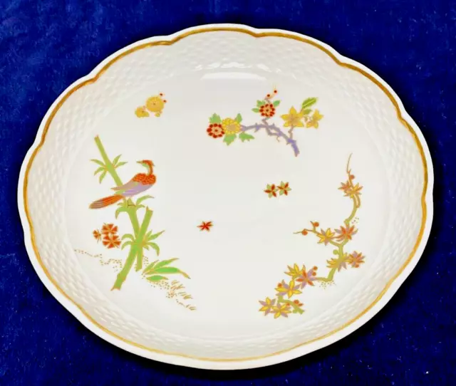 Richard Ginori Italy 7 1/2" Bowl / Plate Hand Painted Birds Bamboo Flowers Gold!