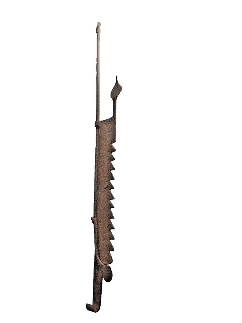 Ancienne Crémaillère Cuisson Cheminée Fer Forge Noir Xixe Vintage B394