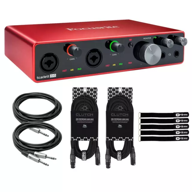 Focusrite Scarlett 8i6 3rd Generation USB Audio Recording Interface Cables