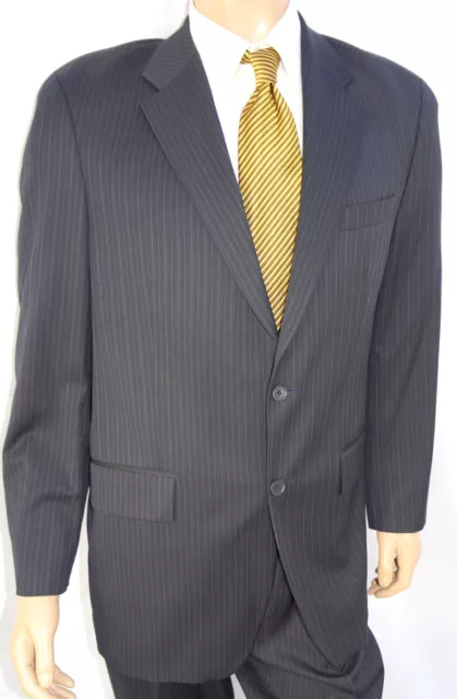 42L Chaps Ralph Lauren 2-Piece $495 Suit - Men 42 Black Pinstripe Wool 36x32