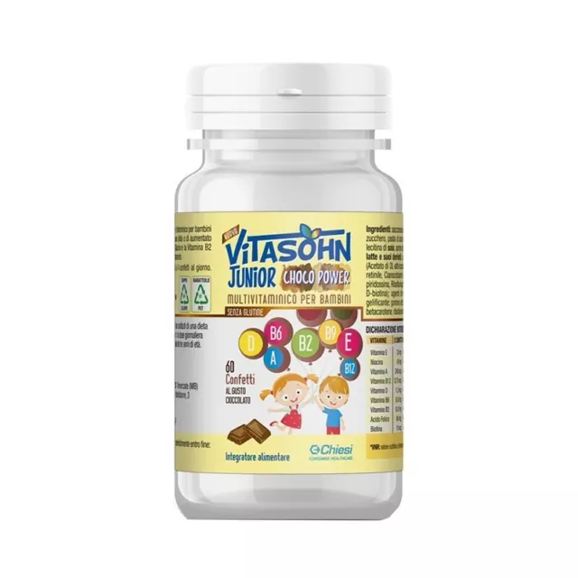 CHIESI Vitasohn Junior Choco Power - Food Supplement 60 tablets chocolate flavor