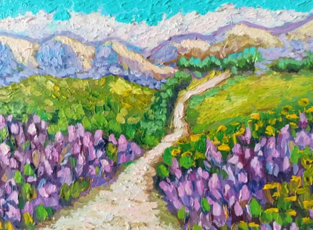 Original Oil Painting From Artist Tuscany Landscape Lavender Original Art 5x7 in