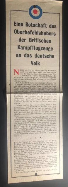 WW 2 USA Allies Leaflet For German Troops RAF British Air Forces Message 2