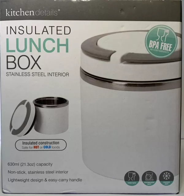 Kitchen Detail Insulated Grey Lunch Box, BPA Free SS Interior